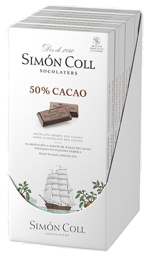 Case of 80 Simon Coll Kosher Dark Chocolate Bar 50% cocoa 85g