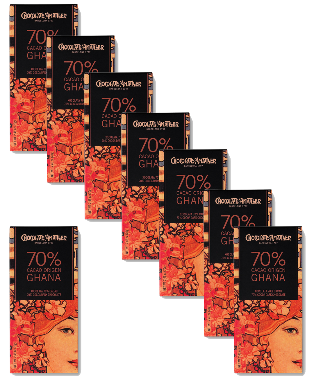 Case of 80 Amatller Kosher tablets 70% Cacao Ghana 70g
