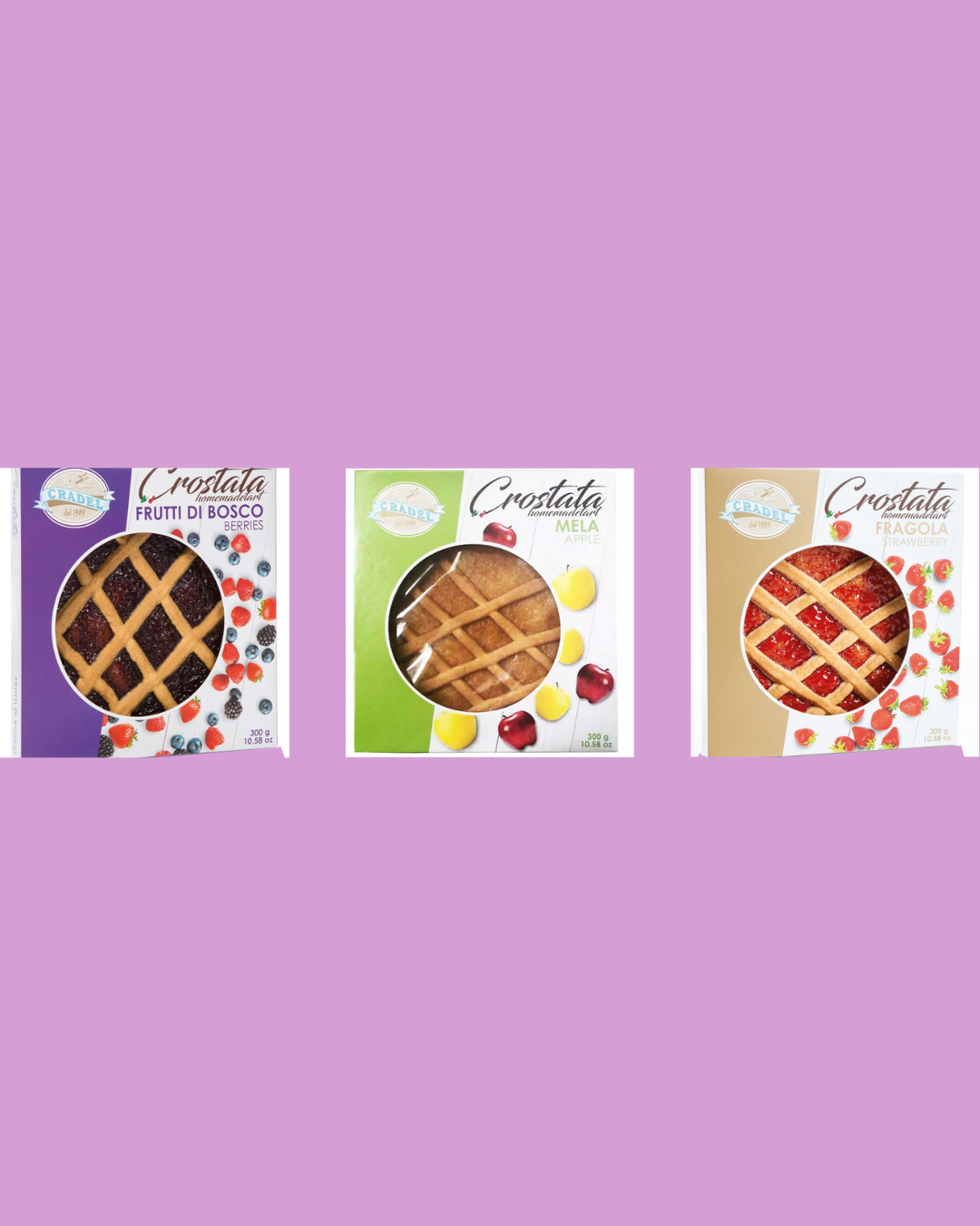 3 x 300 g - Cradel Assorted Fruit Tarts ; Berry, Apple, Strawberry