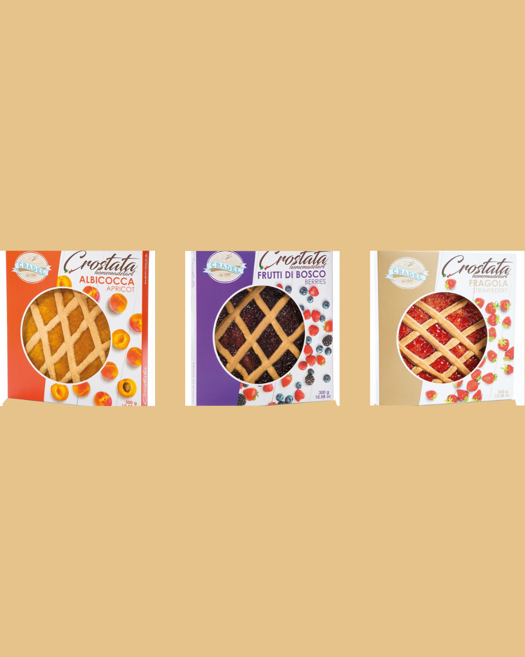 3 x 300 g- Cradel Assorted Fruit Tarts – Berries, Strawberry & Apricot