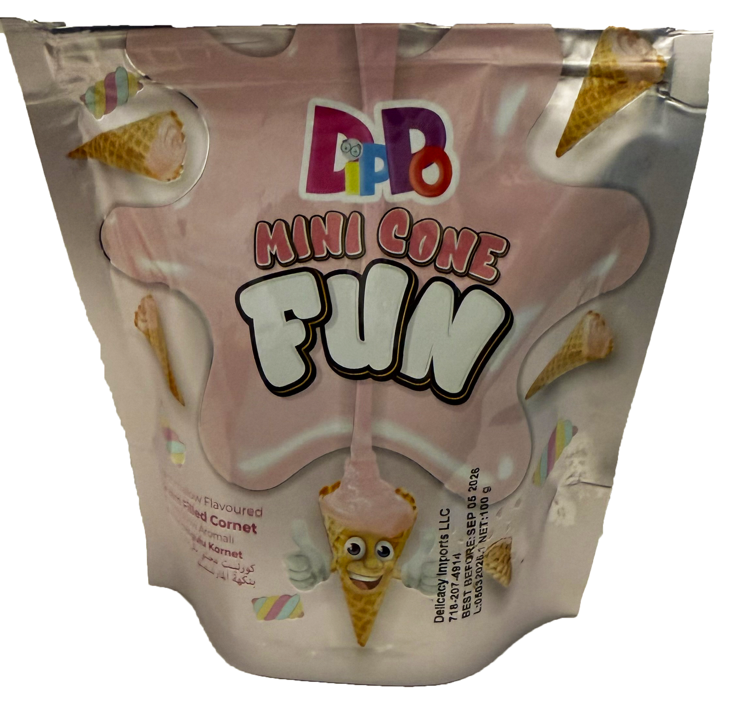 18 Dippo mini cone Marshmallow flavored bags 100g