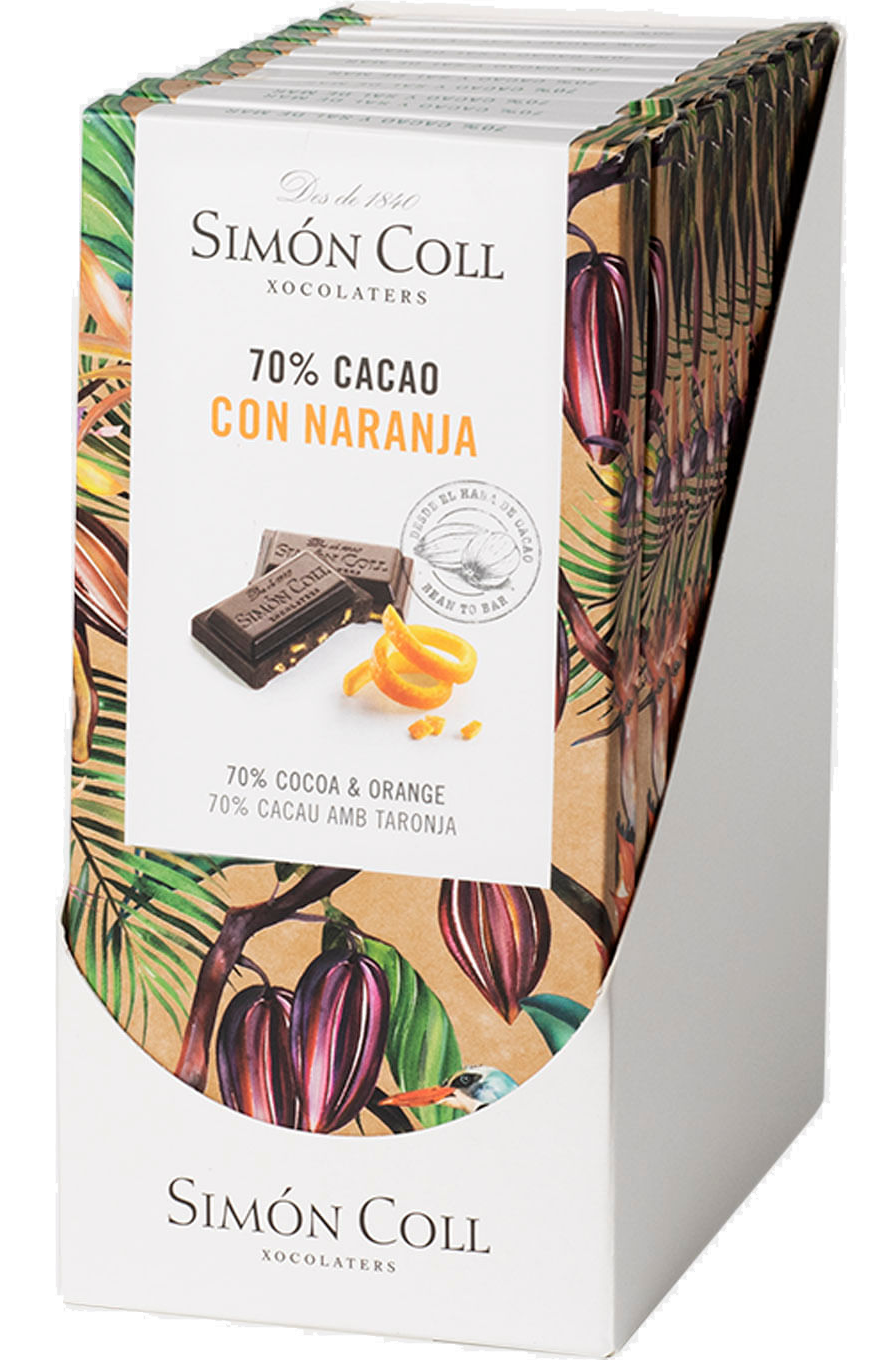 Case of 80 Simon Coll Dark Chocolate Bar 70% w/orange 85g