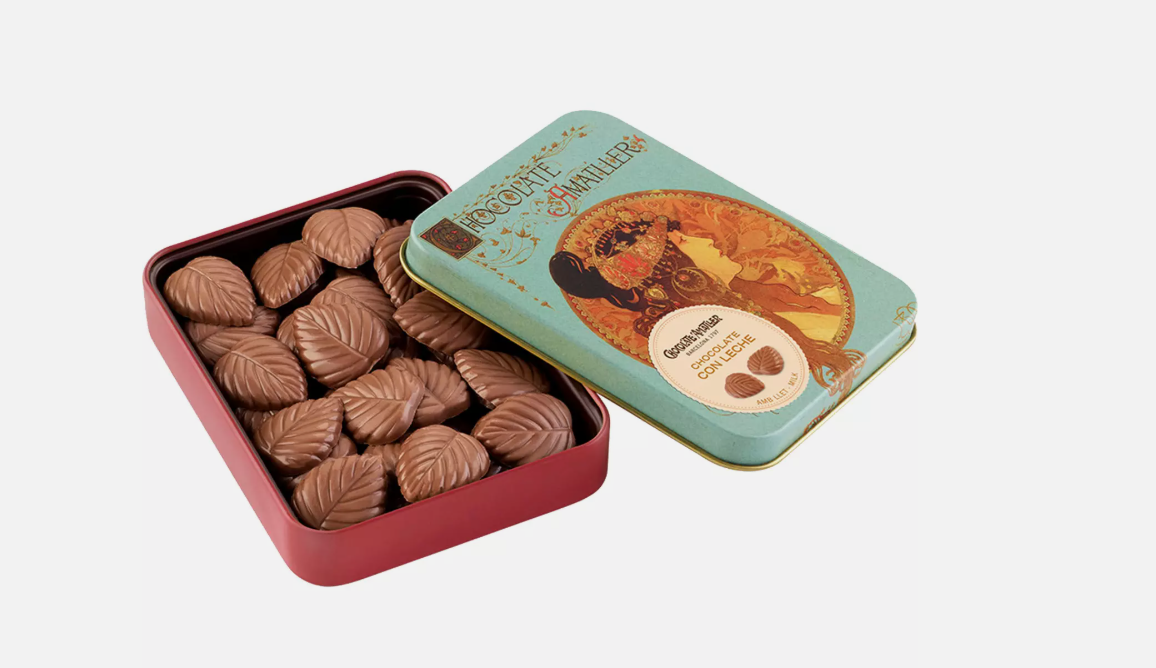 Cases of 10 Milk Chocolate Leaves Metal Tin 60g