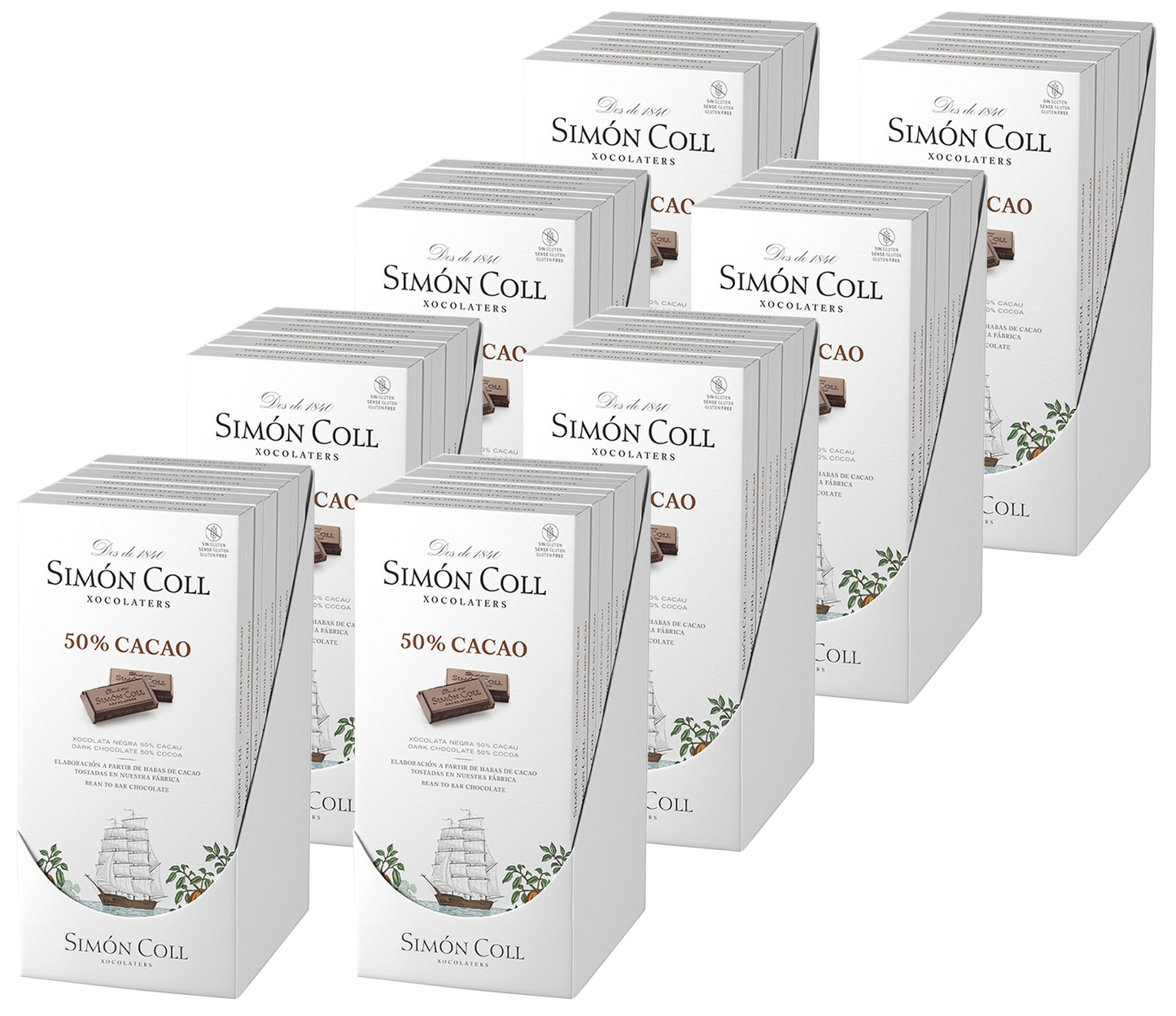 Case of 80 Simon Coll Kosher Dark Chocolate Bar 50% cocoa 85g