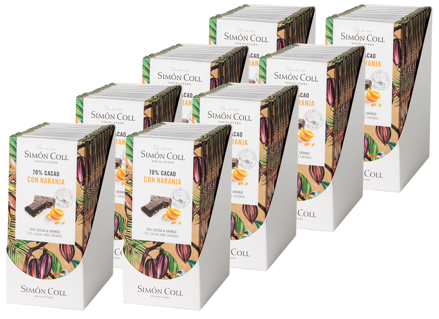 Case of 80 Simon Coll Dark Chocolate Bar 70% w/orange 85g