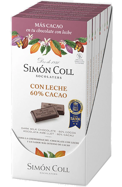 Case of 80 Simon Coll Kosher Dark Milk Chocolate Bar – 60% Cocoa 85g