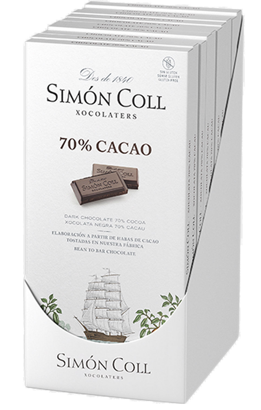 Case of 10 Simon Coll Kosher Dark Chocolate Bar 70% cocoa 85g