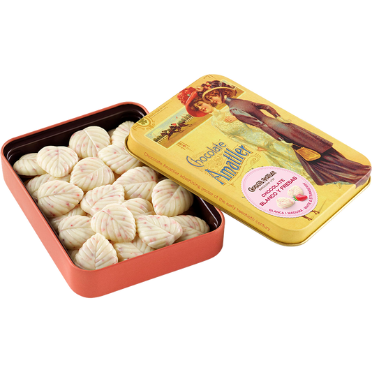 Amatller White Chocolate w/Strawberries Tin 60g