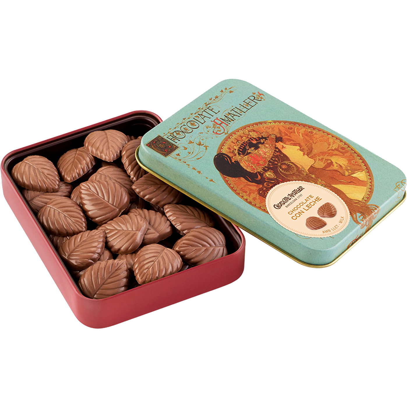 Amatller Milk Chocolate Leaves Metal Tin 60g