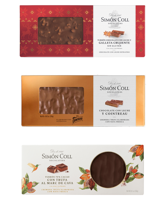 Simon Coll Gourmet Chocolate Nougat Trio – 3 Bars (250g Each)