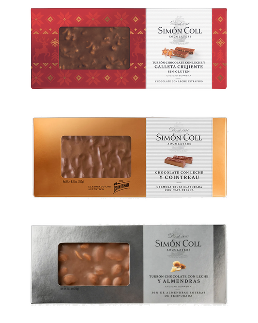 Simon Coll Milk Chocolate Nougat Trio – 3 Bars (250g Each)