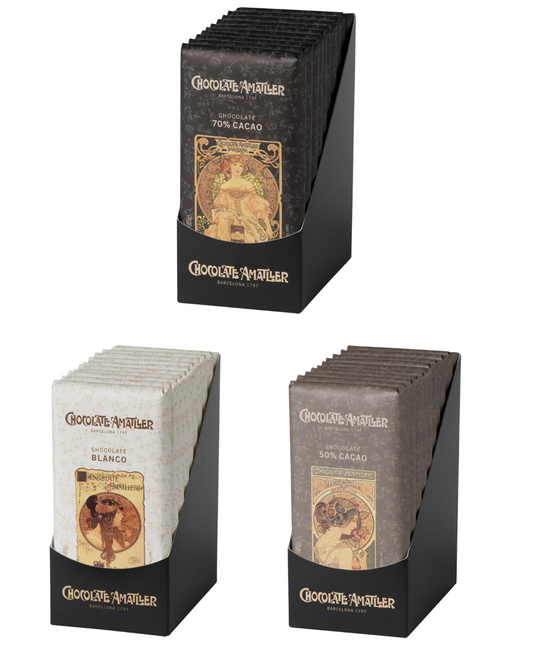 Amatller Dark and White Chocolate Variety Pack – 3 Bars (85g Each)