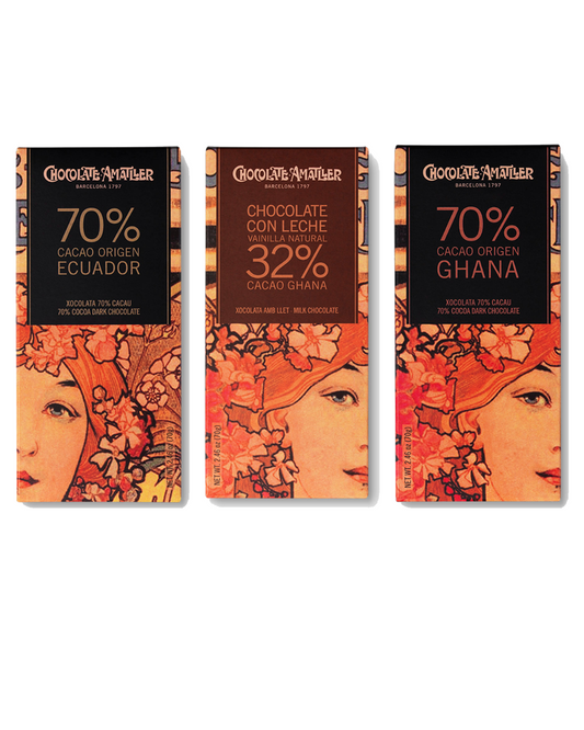 3 Amatller Chocolate Bar Variety Pack – 3 Bars (70g Each)