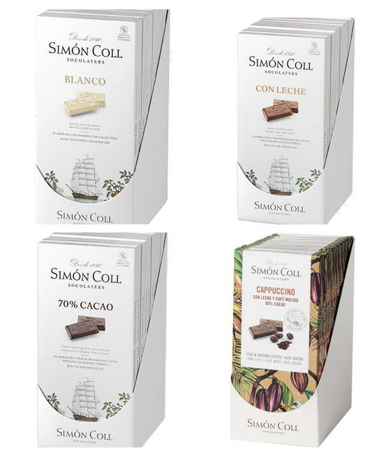 Simon Coll Chocolate Bar Variety Pack – 4 Bars (85g Each)