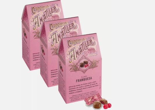 Pack of 3 boxes Amatller Milk Chocolate Raspberry Pralines