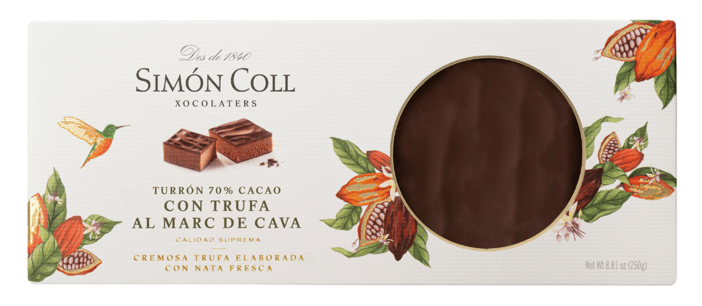 Pack of 12 Simon Coll 70% cocoa w/Marc de Cava truffe Nougat 250g