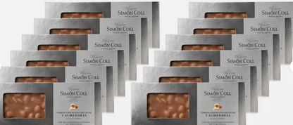 Pack of 12 Simon Coll Milk Chocolate w/whole almonds Nougat 250g