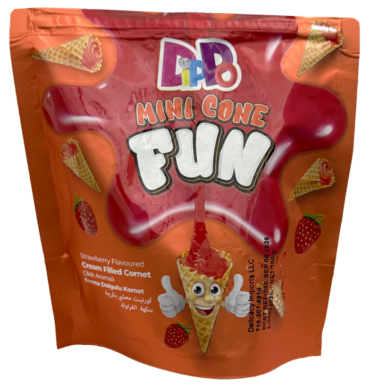 18 Dippo mini cone Strawberry flavored bags 100g