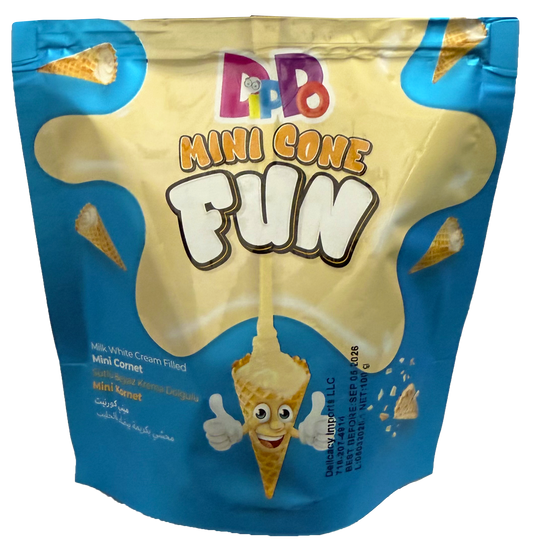 18 Dippo mini cone Milk white cream flavored bags 100g