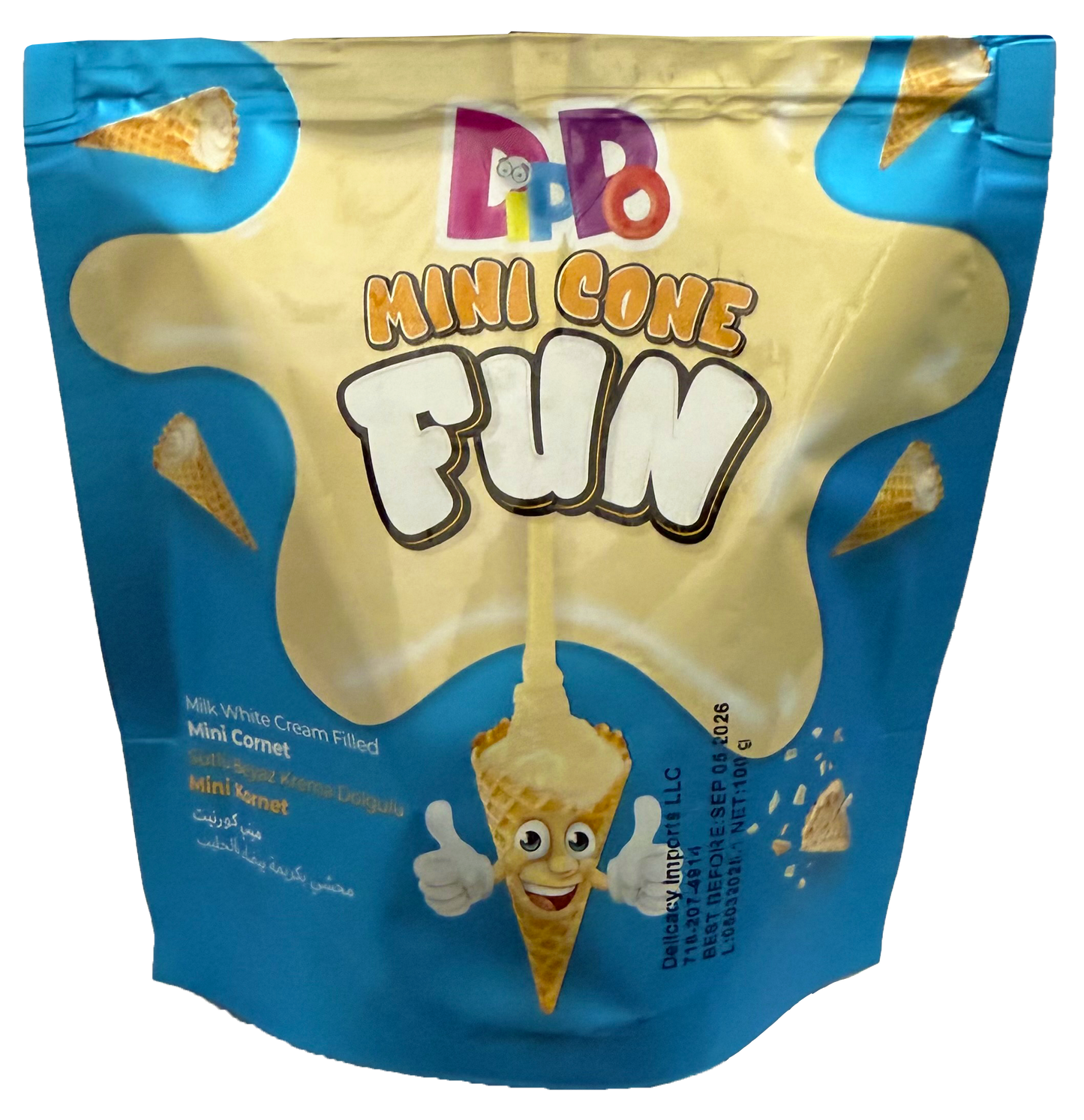 90 Dippo mini cone Milk white cream flavored bags 100g