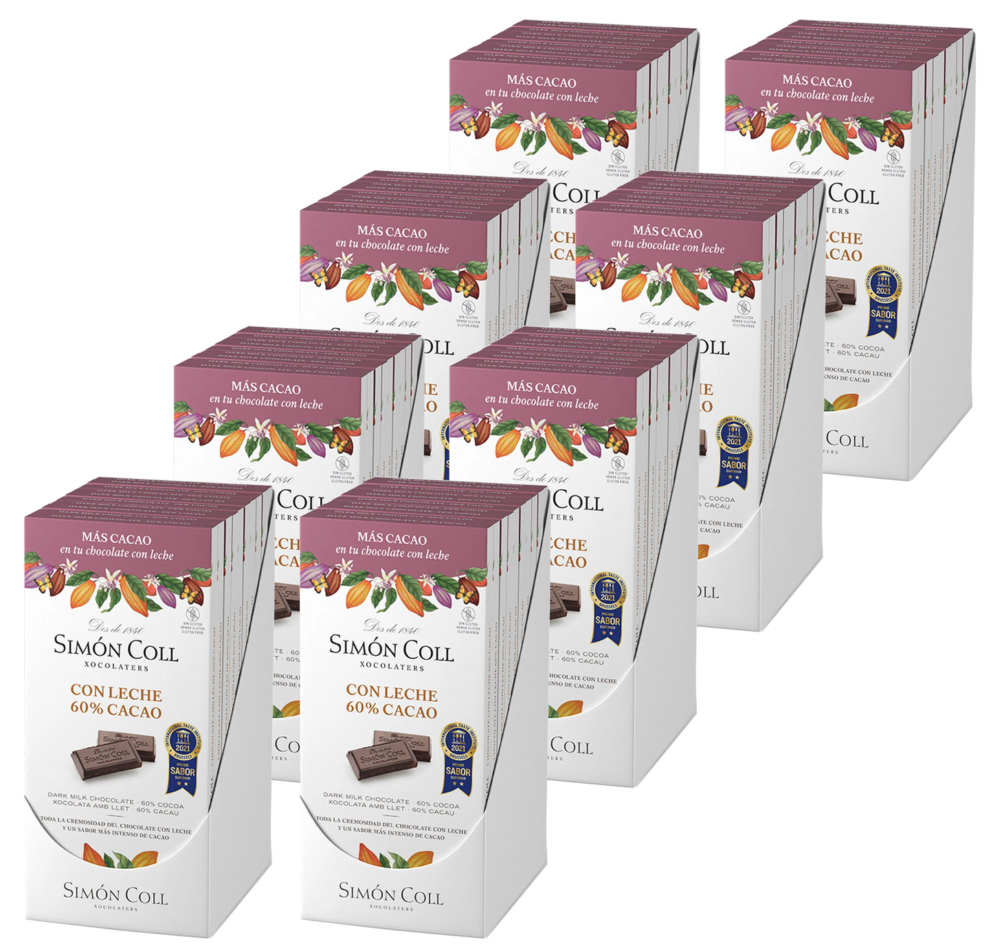 Case of 80 Simon Coll Kosher Dark Milk Chocolate Bar – 60% Cocoa 85g