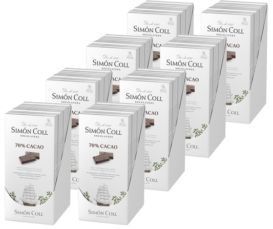 Case of 80 10 Simon Coll Kosher Dark Chocolate Bar 70% cocoa 85g