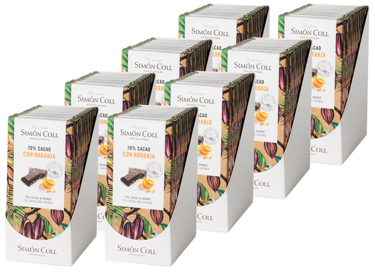 Case of 80 Simon Coll Dark Chocolate Bar 70% w/orange 85g
